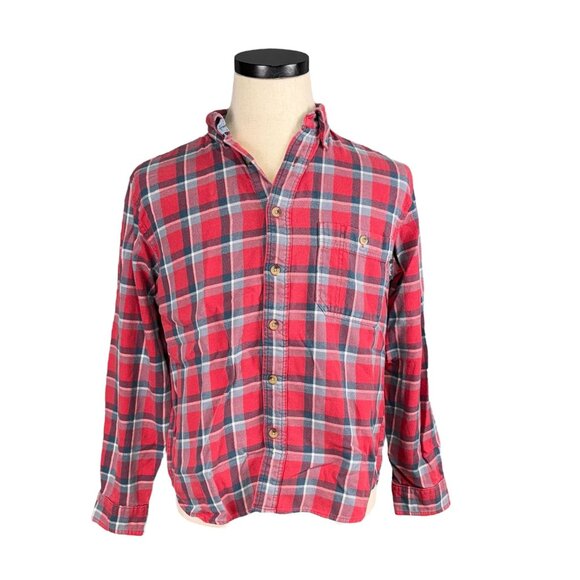 Woolrich Mens Red & Blue Plaid Button-Up Flannel Shirt M - Picture 1 of 13